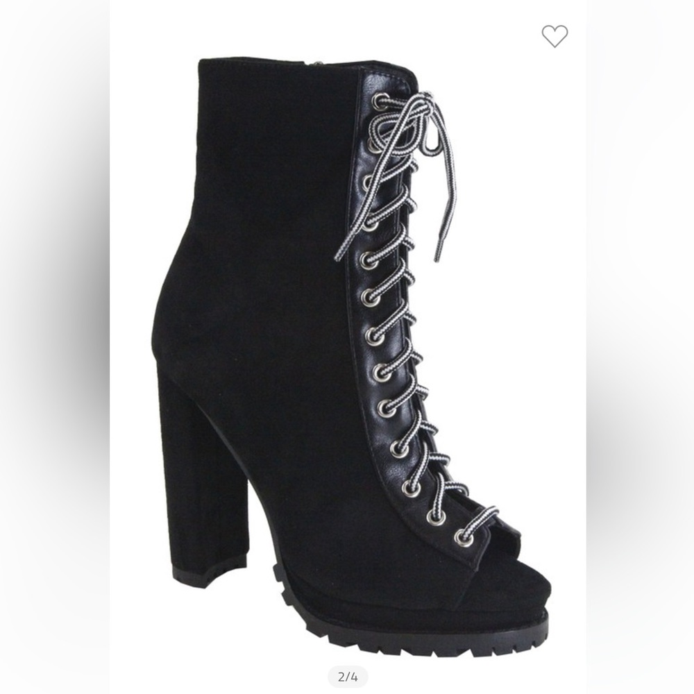 Laced suede bootie